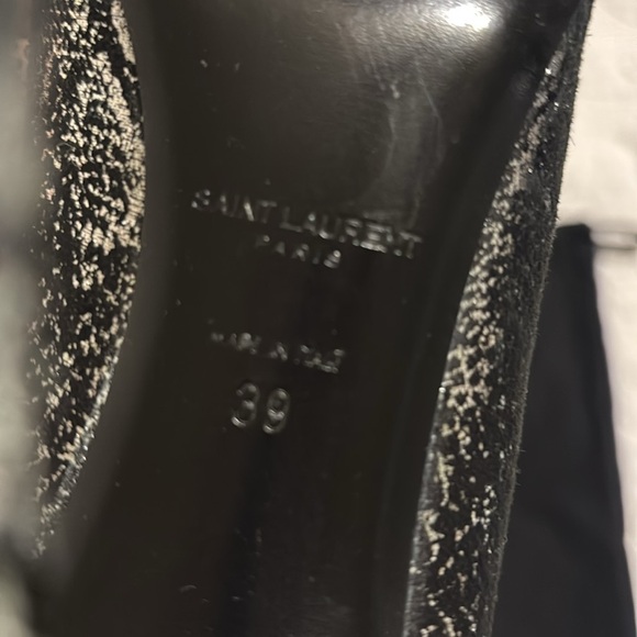 Saint Laurent Women's Black Suede metallic snakeskin Pumps silver size 39 YSL - Picture 5 of 12